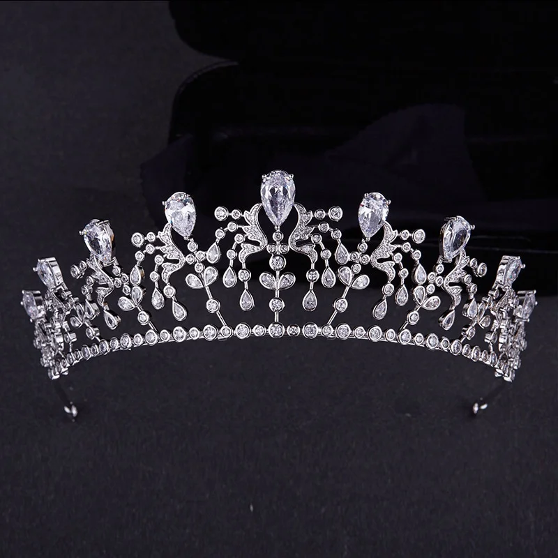 

European and American Retro Crown Bourbon Pama Crown Bride Wedding Zircon Crown Wedding Headdress Sufimaso Same Style