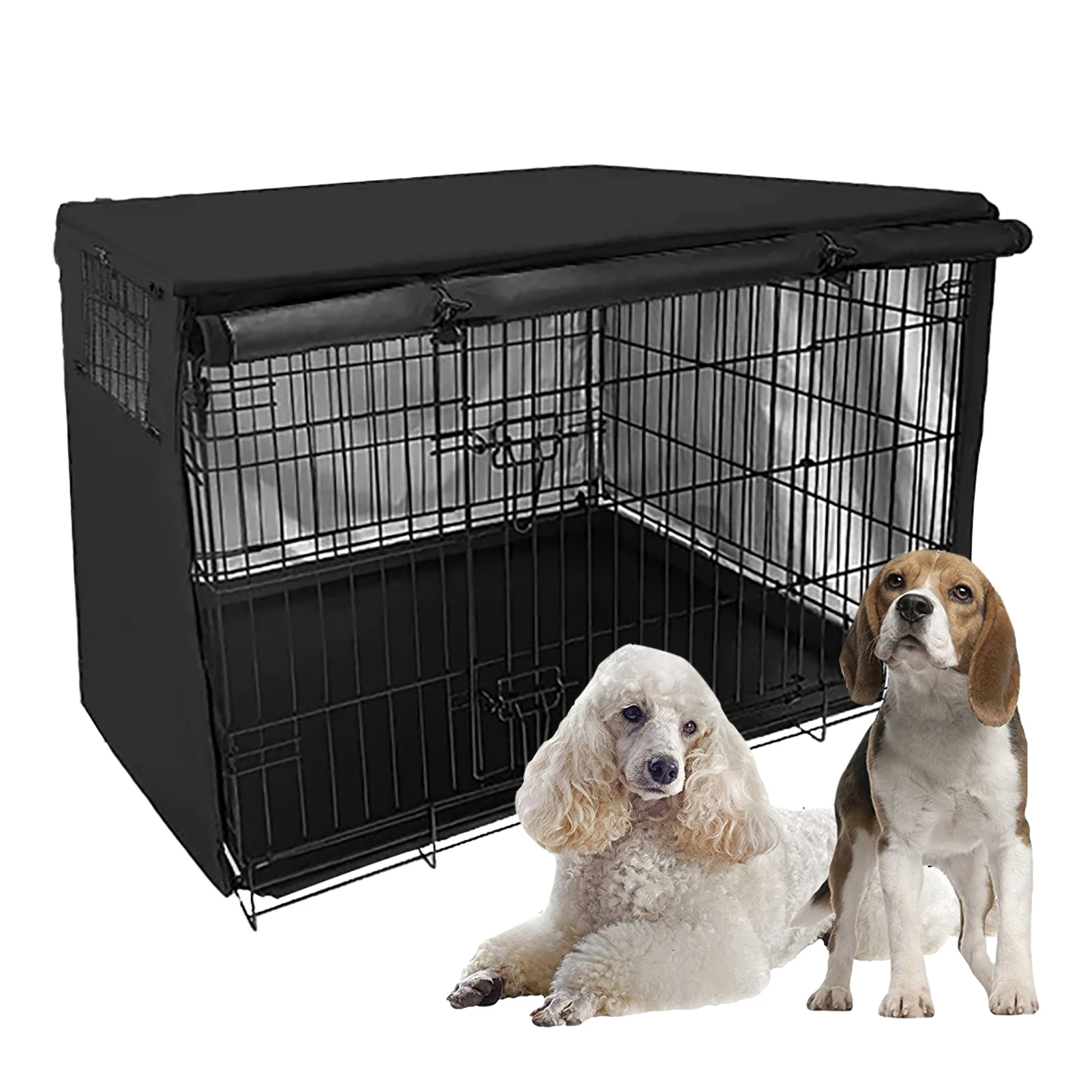 

Dog Kennel Cover Kennel Cover For Dogs With Ventilation Window Design Cage Cover Universal Made Of 210D Silver Coated Oxford