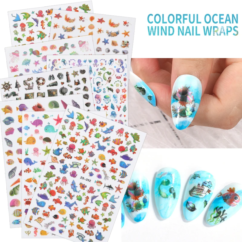 

New Nail Art Colorful Ocean Wind Sticker Kawaii Shell Conch Starfish DIY Nail Art Decoratio Tool Water Transfer Slider Wholesale