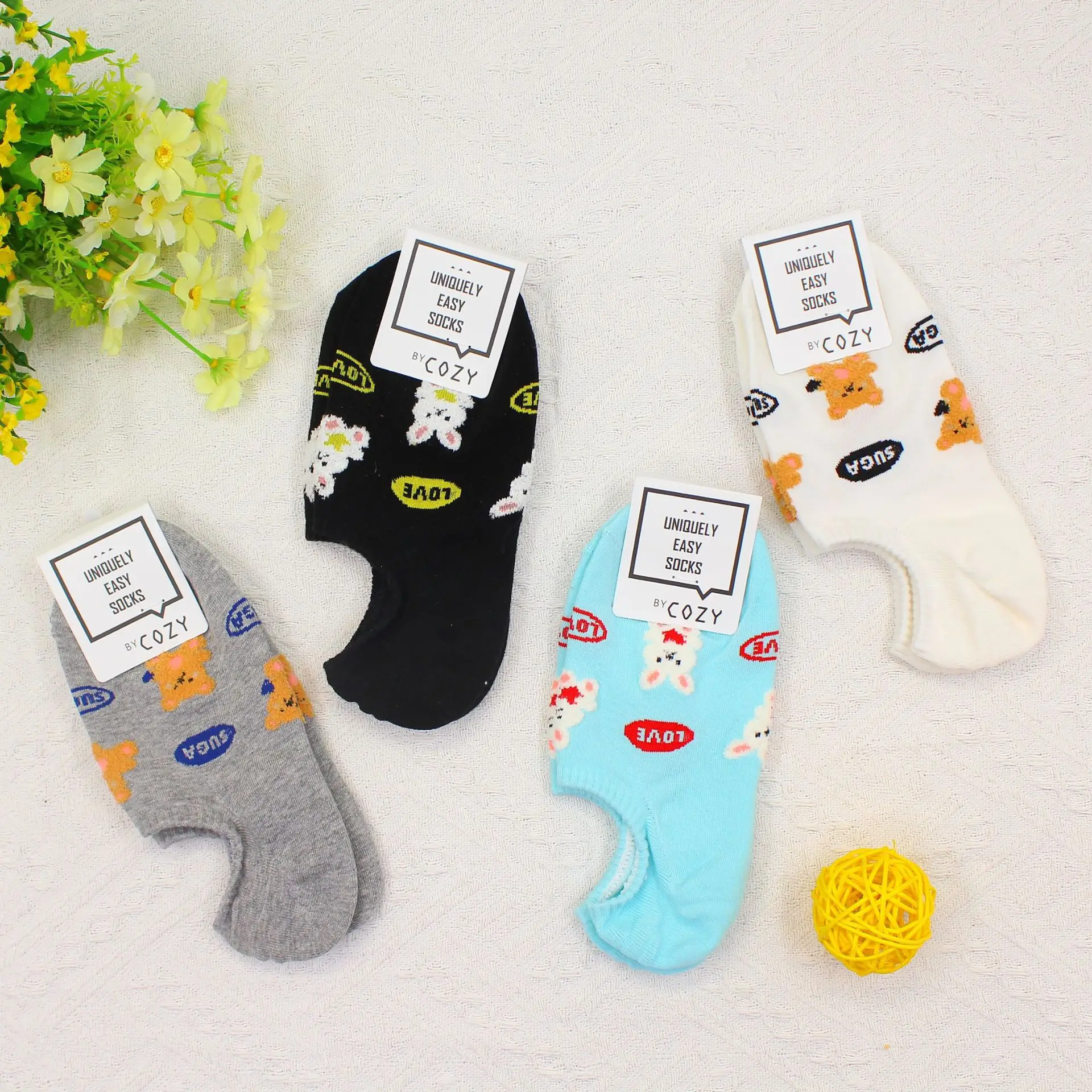 

Cartoon Bear Rabbit Women Sock Design Woman Cotton Socks Casual Short Sox Girls Fashion Soft Comfortable Sweet Summer Sokken