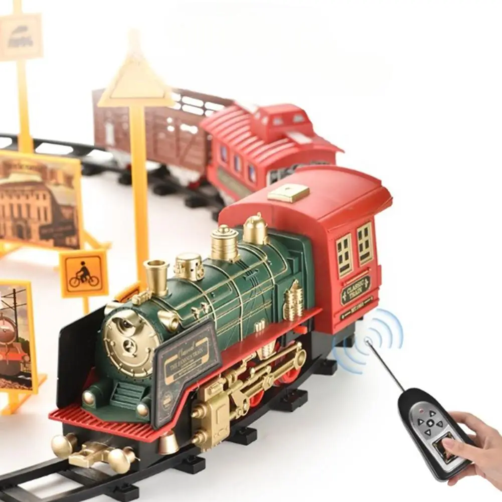 

Electric Steam Train Toys Simulation Remote Control Classical Locomotive With Lighting Music For Children Gifts