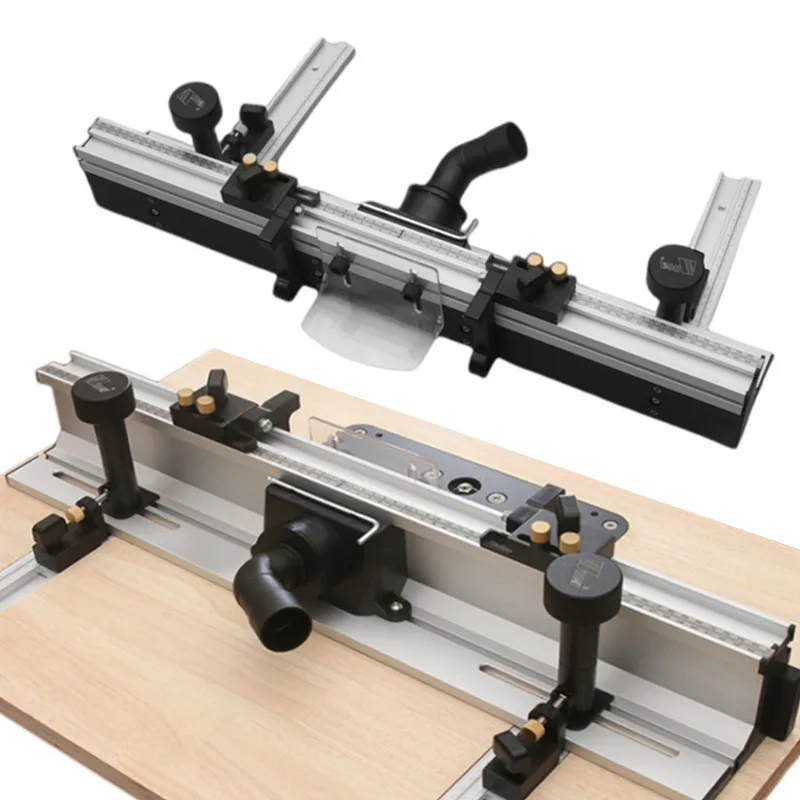 

Deluxe Router Table Fence System 700mm Aluminium Profile T-tracks Sliding Fence with Bit Guard, Adjustable Stop and Dust Port