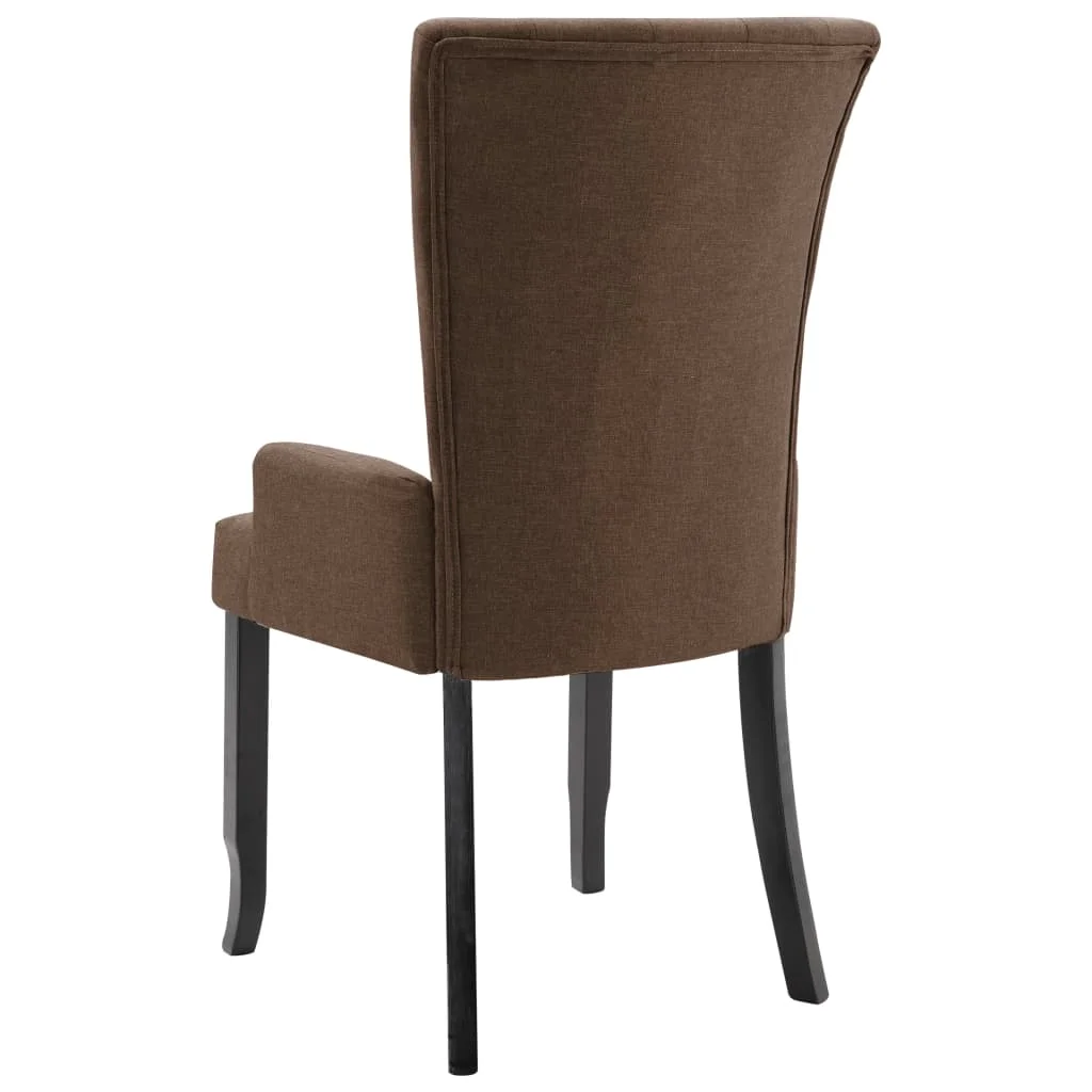 

Kitchen Dining Chairs Mid Century Chair Modern for Dining Room Decor with Armrests Brown Fabric