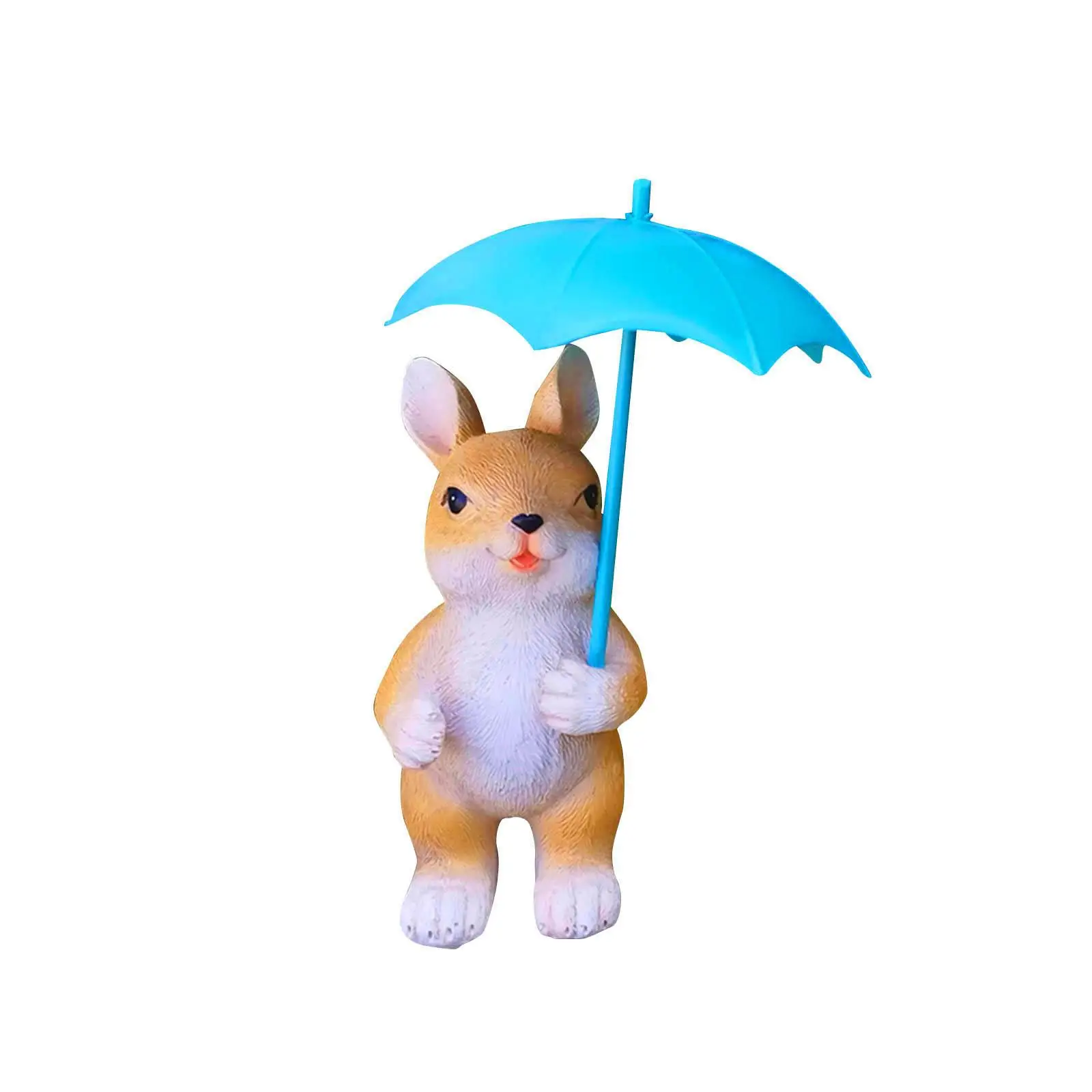 

Umbrella Rabbit Statue Realistic Rabbit Holding Umbrella Figure Ornament Rabbit Sculpture for Backyard Porch Home Garden Decor