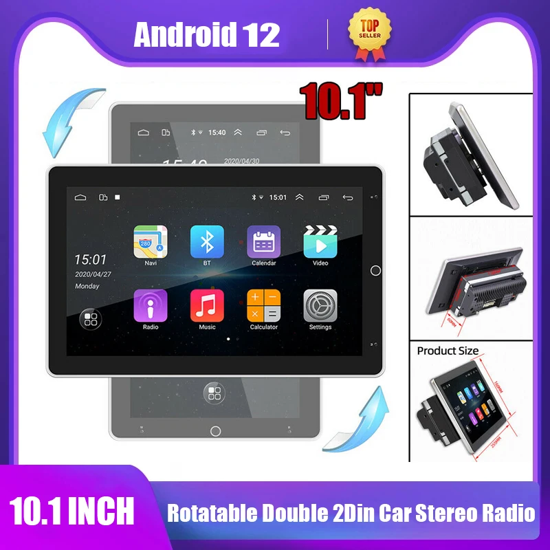 

Автомобильный мультимедийный плеер 2 DIN на Android 12, универсальный автомобильный радиоприемник 2 DIN в стиле Тесла, 10,1 дюйма, GPS-навигация, стерео,...