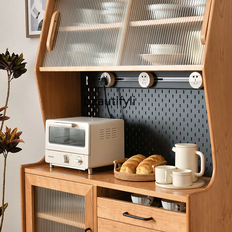 Скандинавский деревянный боковой шкаф из черного ореха электрическая горка