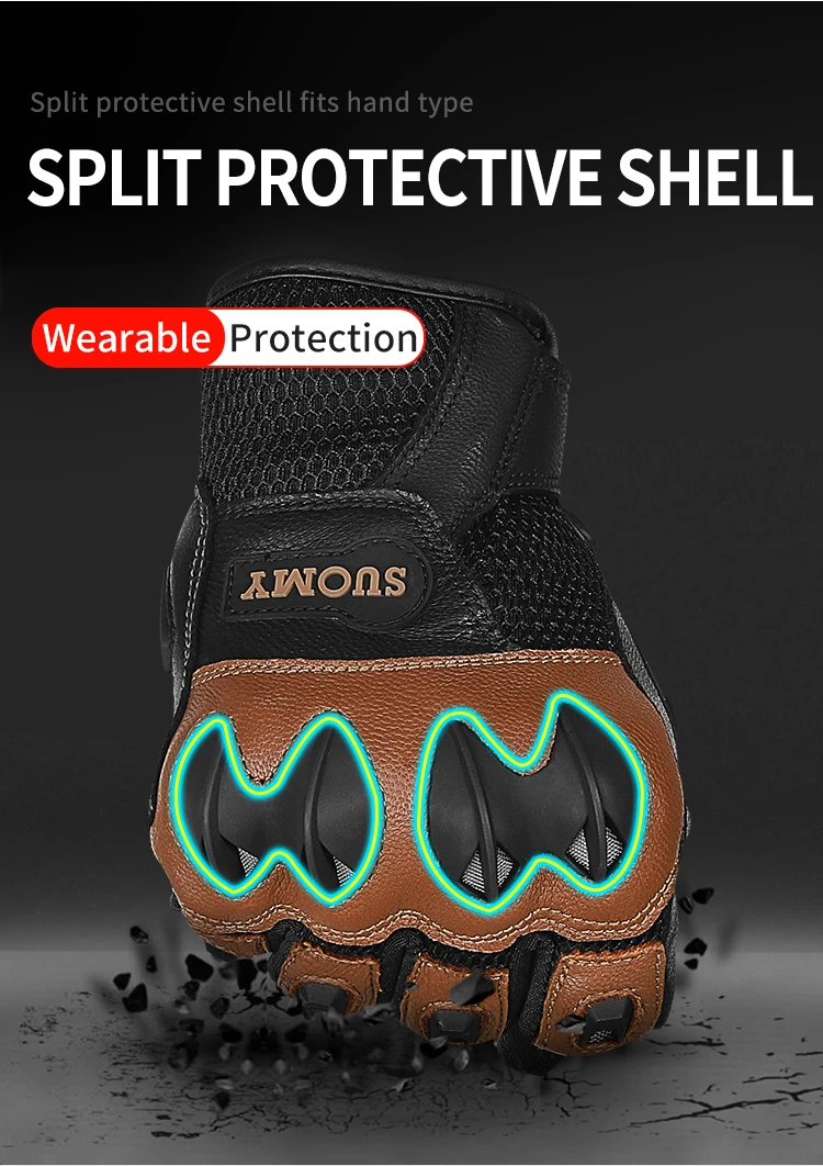 Новинка 2021 брендовые Мотоциклетные Перчатки Suomy из козьей кожи летние мужские и