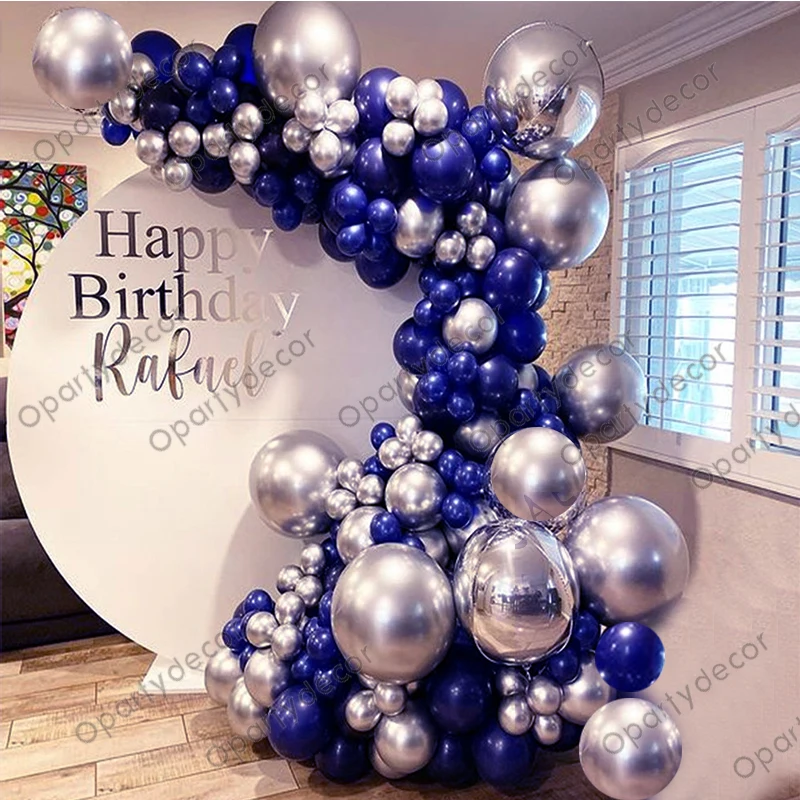 

160Pcs Round Silver Aluminium Foil Helium Balloon Dark Blue Ballon Baby Happy Birthday Party Decoration Wedding Supplies Decor