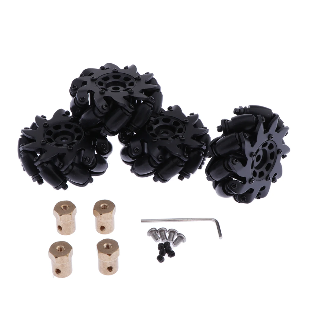 

4 Pieces Left/Right Omnidirectional Wheels Robots Wheels Parts 60mm Black