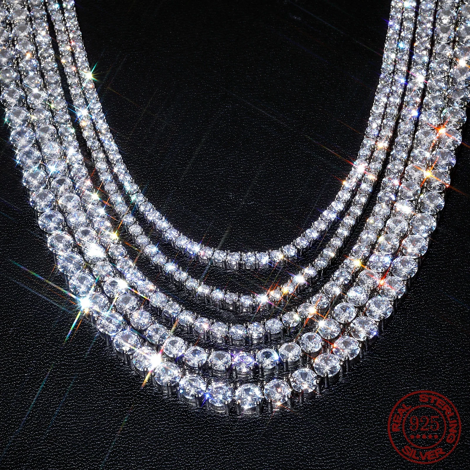 S925 Серебро 18 К позолоченные Ювелирные Изделия Хип-Хоп 1 Ряд Iced Out Теннисная