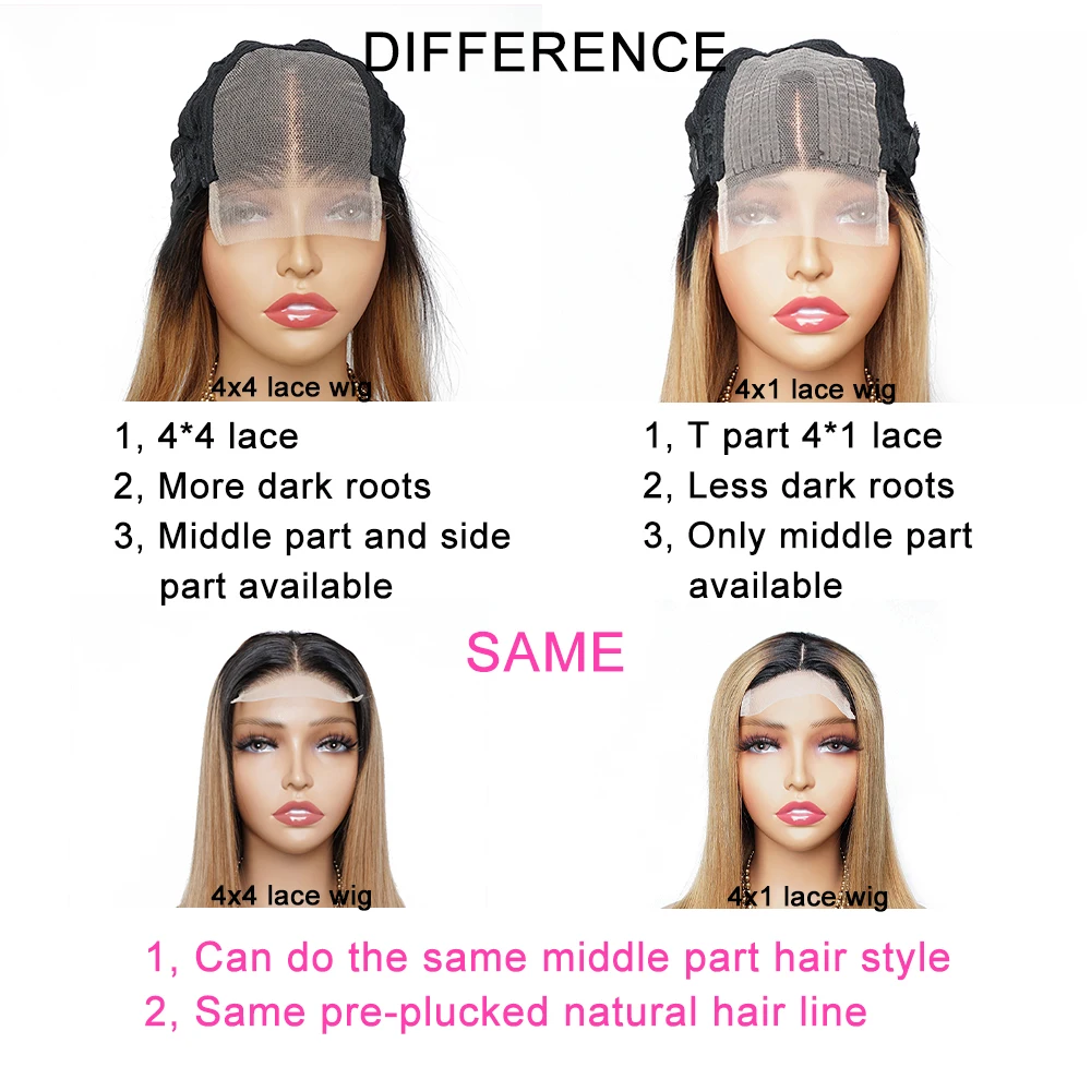 Парик на сетке 4x4 с эффектом омбре T1B27