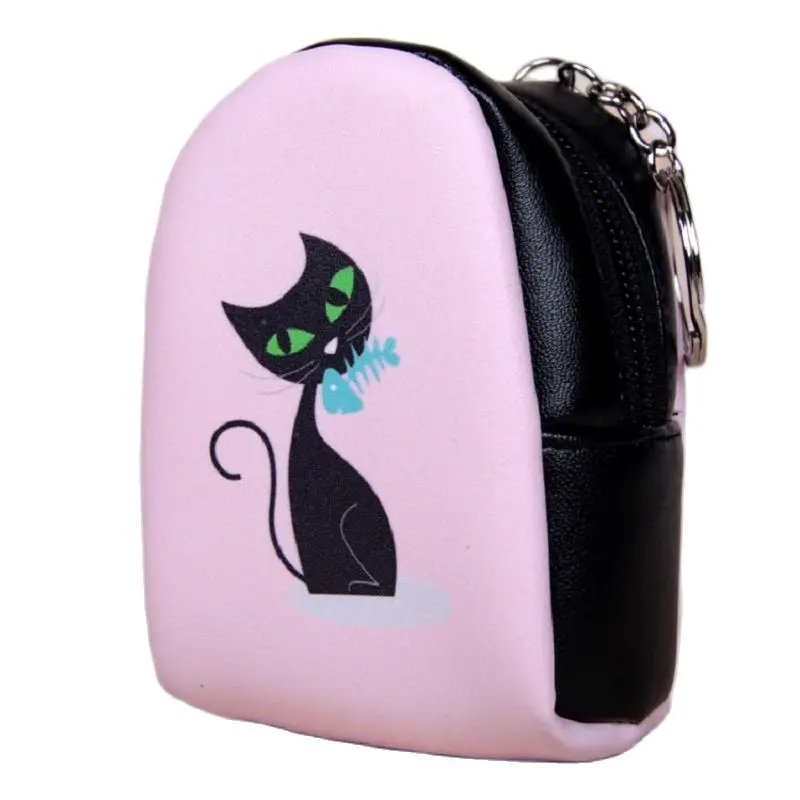 

Women's Coin Purse Keychain PU Leather Cartoon Cute Mini Wallet Children Money Pouch Kids Key Bag Carteira 2022 for Girls Boys