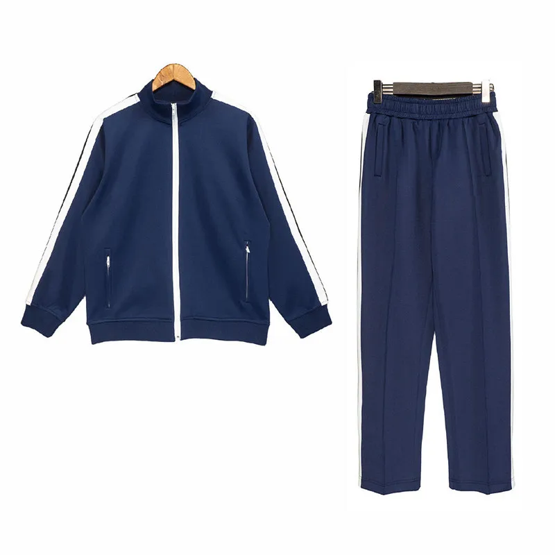 Men Jacket Long Pants Outfit Set Mens Coat Sweatpants Mens Women's Blue Striped Angel Alphabet Print Tracksuit Boys Jogging Suit