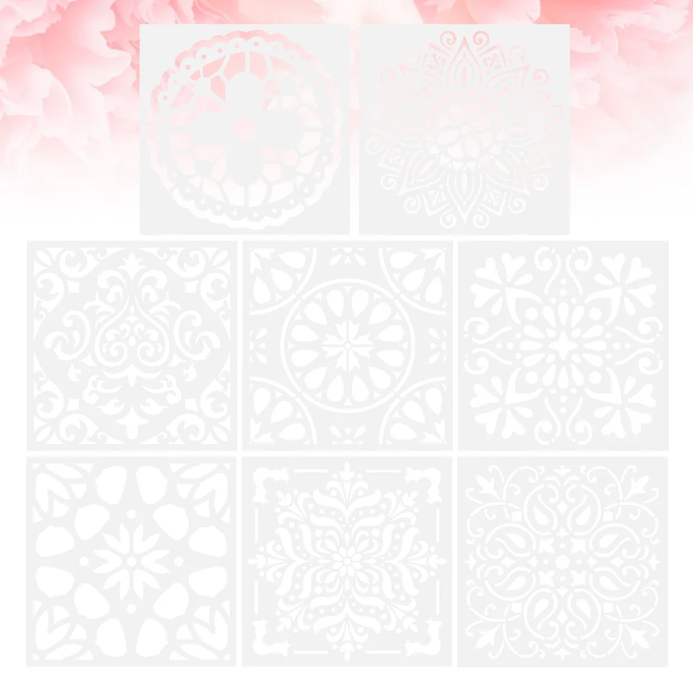 

8pcs Premium Reusable Stencils Set Hollow out Mandala Painting Stencil Floor Wall Tile Fabric Wood Stencils