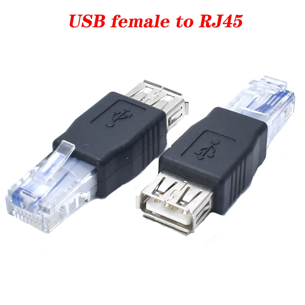 50 шт. черный USB-разъем для Ethernet RJ45 папа к USB 2.0A разъем адаптера сетевой кабель