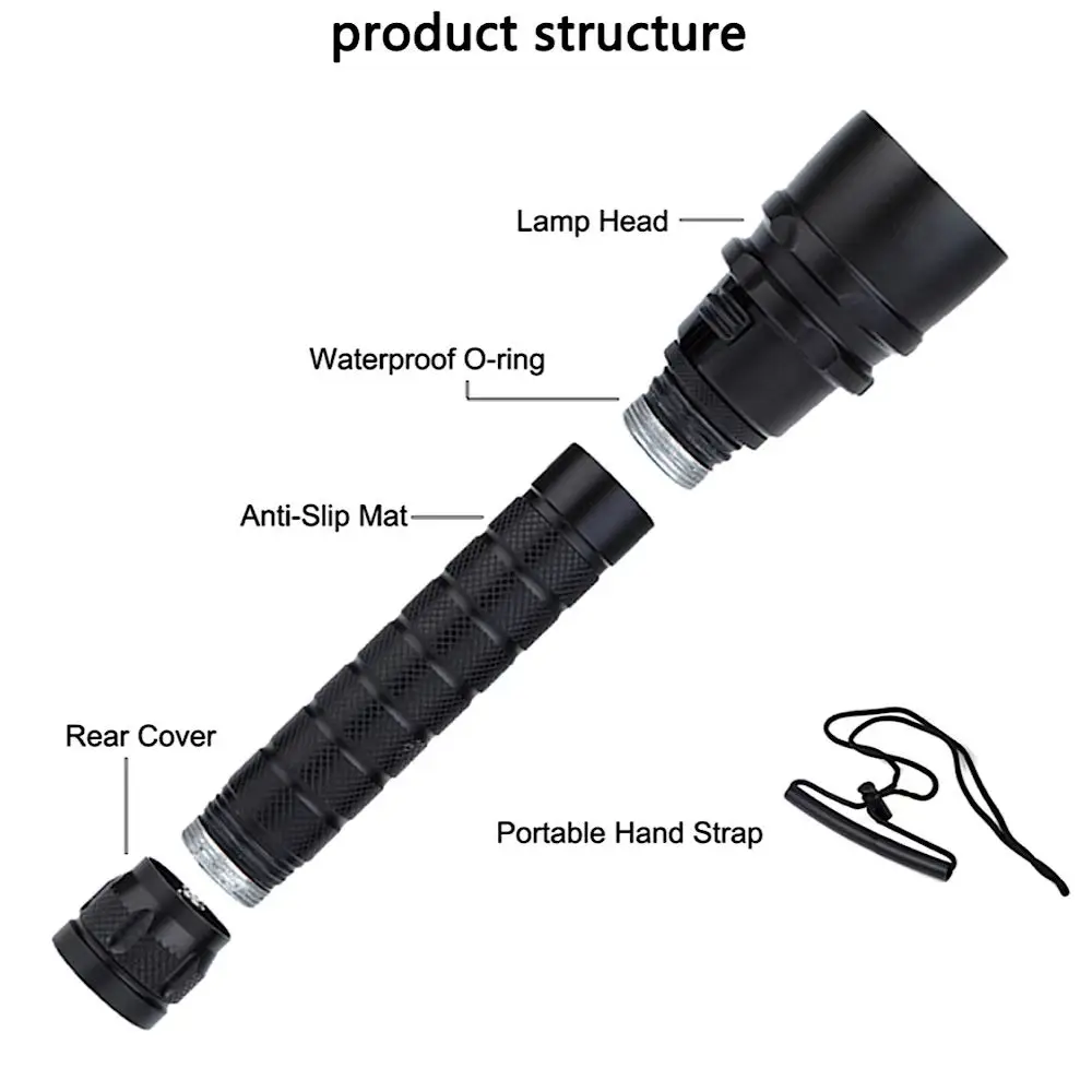 5pcs XM L2 Beads Waterproof Professional Powerful Super Bright Led Scuba Diving Flashlight Diver Light Underwater Drop Shipping |