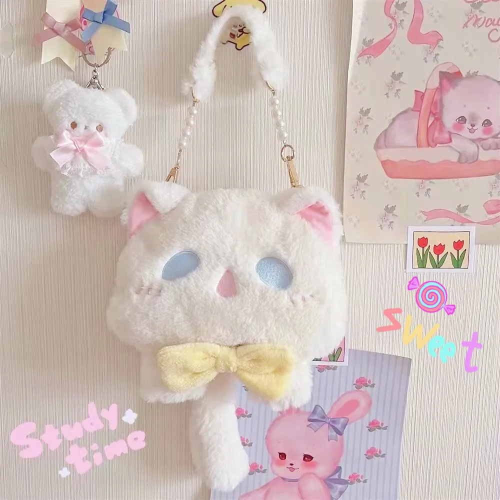 Lolita plush bag Autumn and winter new student messenger bag Ghost cat cute doll JK Japanese and Korean princess handbag