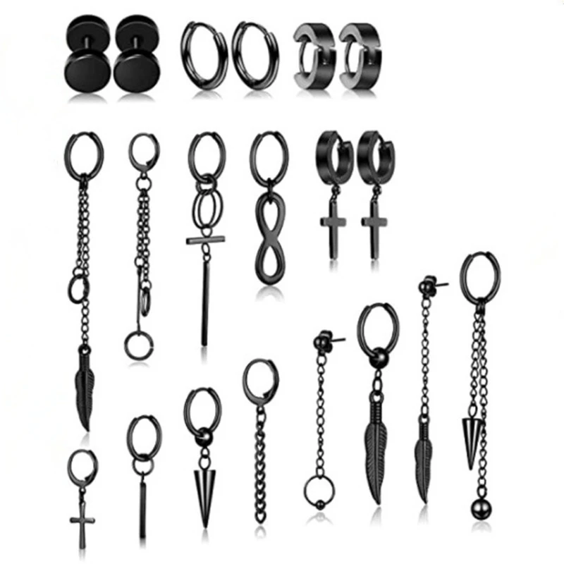 

20 Pcs/Set Personality Versatile Men and Women Earrings Simple Stylish Earrings