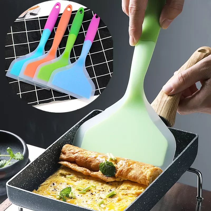 

2022New Silicone Spatulas Beef Meat Egg Kitchen Scraper Wide Pizza Shovel Non-stick Turners Food Lifters Home Cooking Utensils