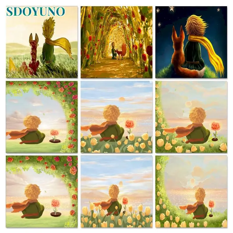 

SDOYUNO Diy Frame oil Painting By Numbers Kits Cartoon paint by numbers For Adults Drawing On Canvas For Wall Art Picture
