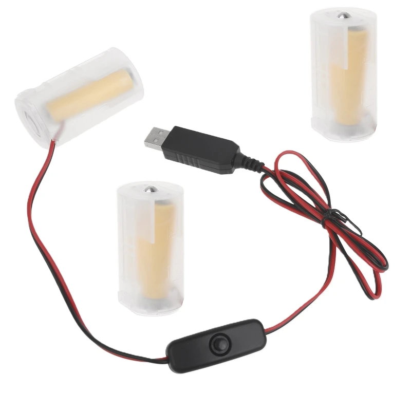 

USB 5V2A to LR20 D Battery Power Cable Cord Replace 3pcs LR20 D Batteries