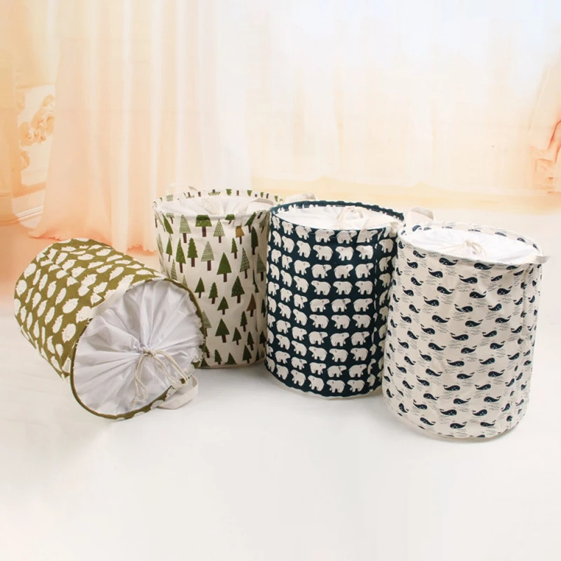 

Multifunctional Home Double Ear Lifts Storage Basket Standing Dirty Clothes Storage Suitable For Bedroom Living Room Bathroom