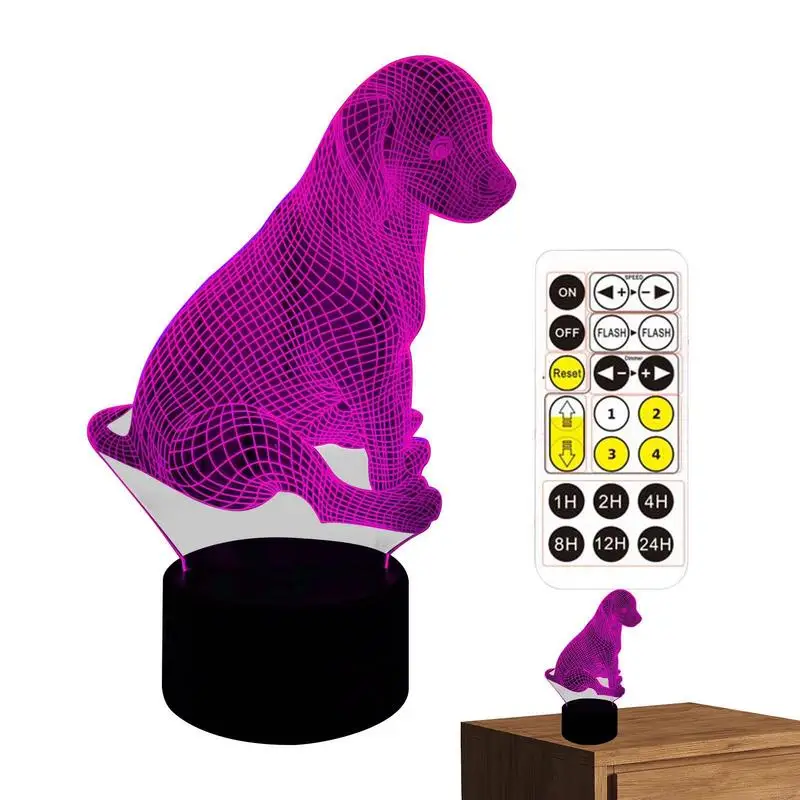 

3D лампа, иллюзия собаки, ночник с сенсорным управлением, USB зарядка, настольная лампа для украшения помещений, семь цветов