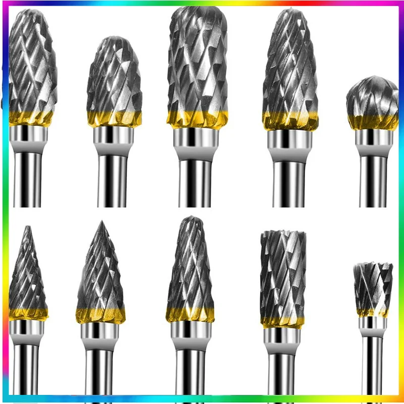 

1/8" Shank Tungsten Carbide Milling Cutter Rotary Tool Burr Double Diamond Cut Rotary Dremel Tools Electric Grinding 10PCS
