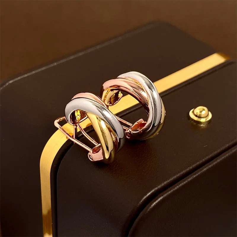 Женские серьги-Клипсы из нержавеющей стали трех цветов