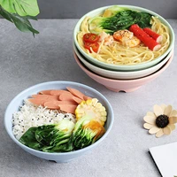 4 pcs 7 inch noodle bowl large ramen bowl plastic wheat straw color soup bowls japanese rice bowl household tableware cnorigin