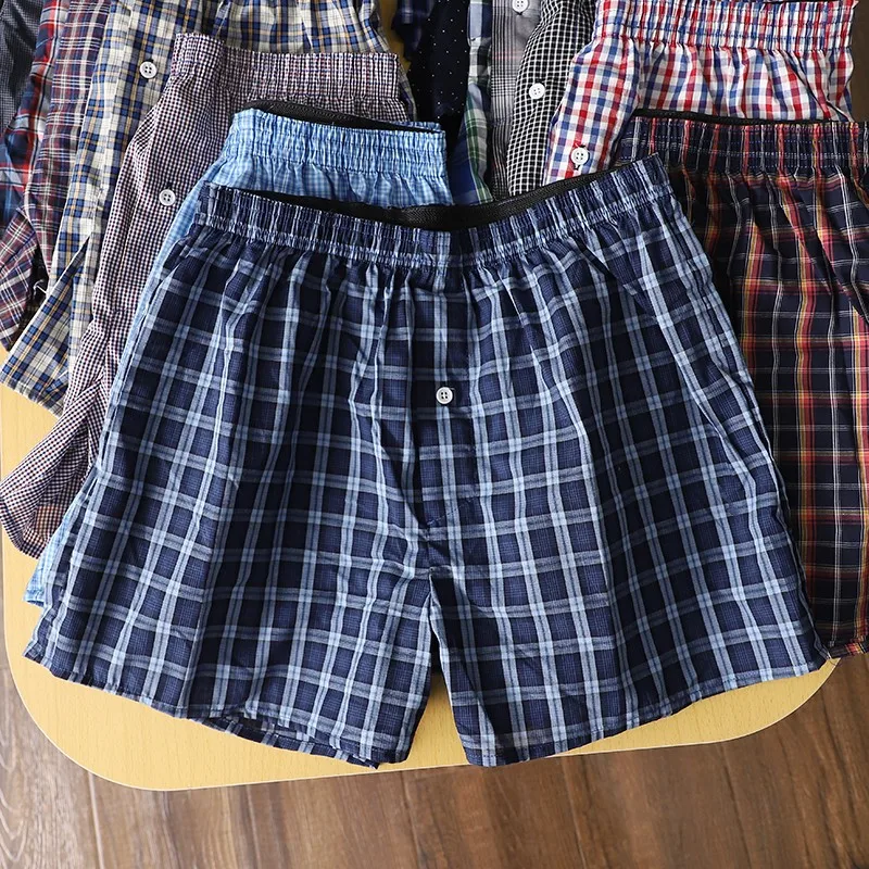 Men's and Women's Underwear Pants Cotton Boxers Plaid Loose Men's Lounge Shorts