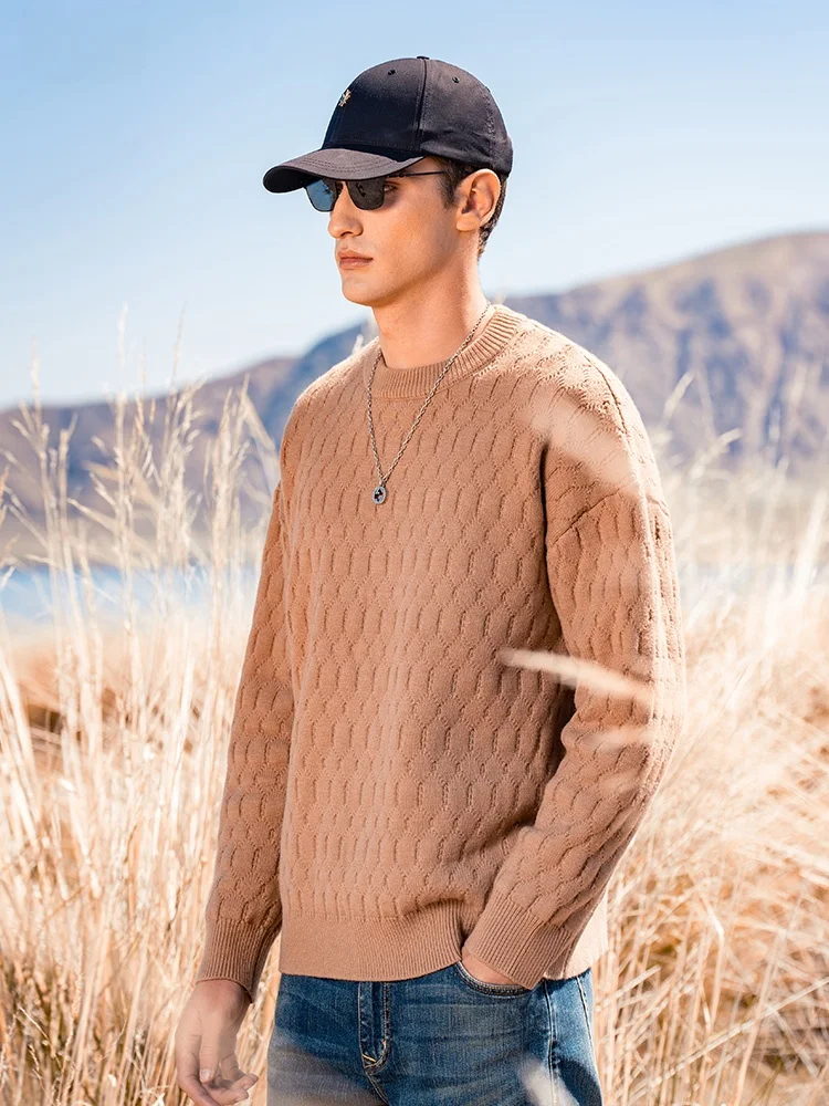 Injall Lun 2024 зимний мужской повседневный жаккардовый трикотаж модный однотонный