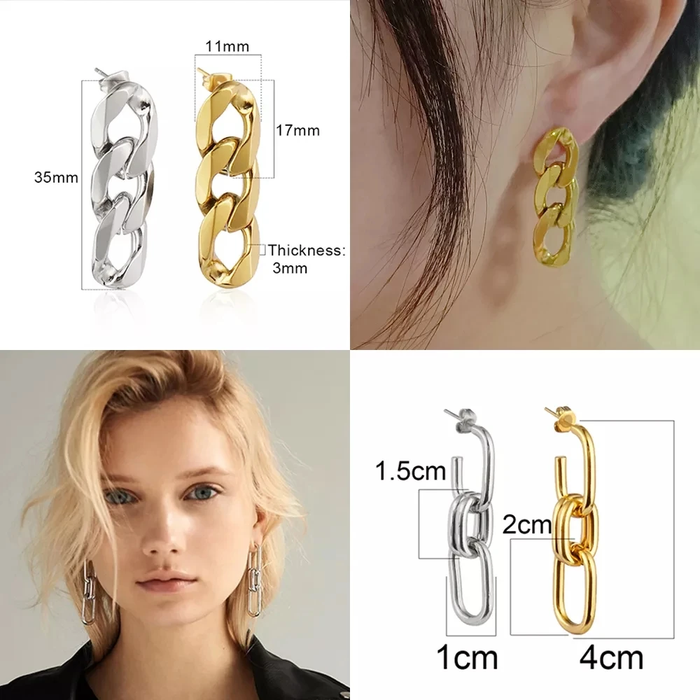 Серьги-кольца из нержавеющей стали 316L для женщин серьги-цепочки очаровательные