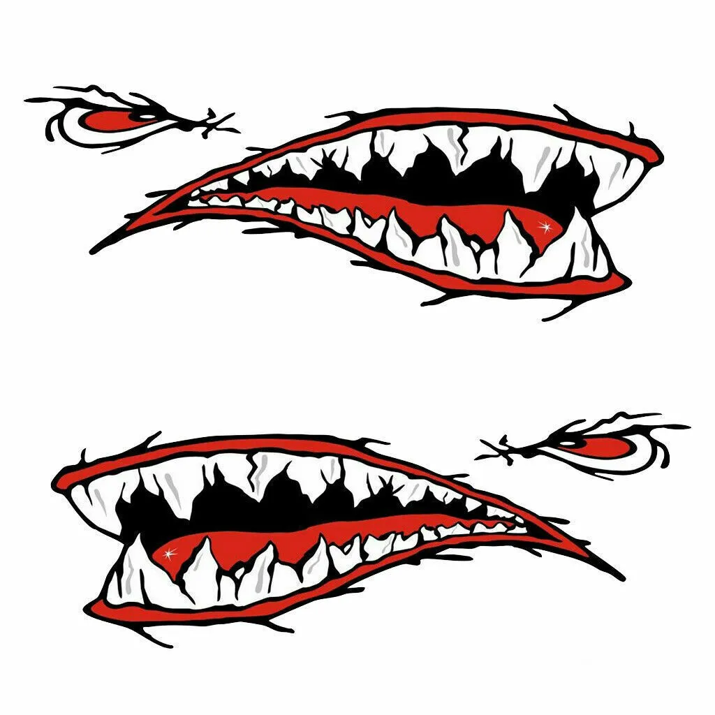 

Hot декоративная Автомобильная наклейка для Каяка автомобиля Graphic Shark Mouth Teeth Side Door Fender Полезная наклейка высокого качества 12"