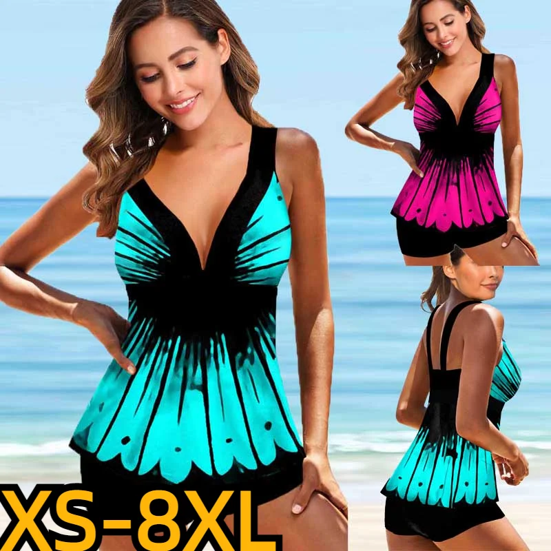 

Новинка 2023, пляжные купальники, летние женские модные купальники-танкини, модные дизайнерские купальники с принтом, Женский комплект из дву...