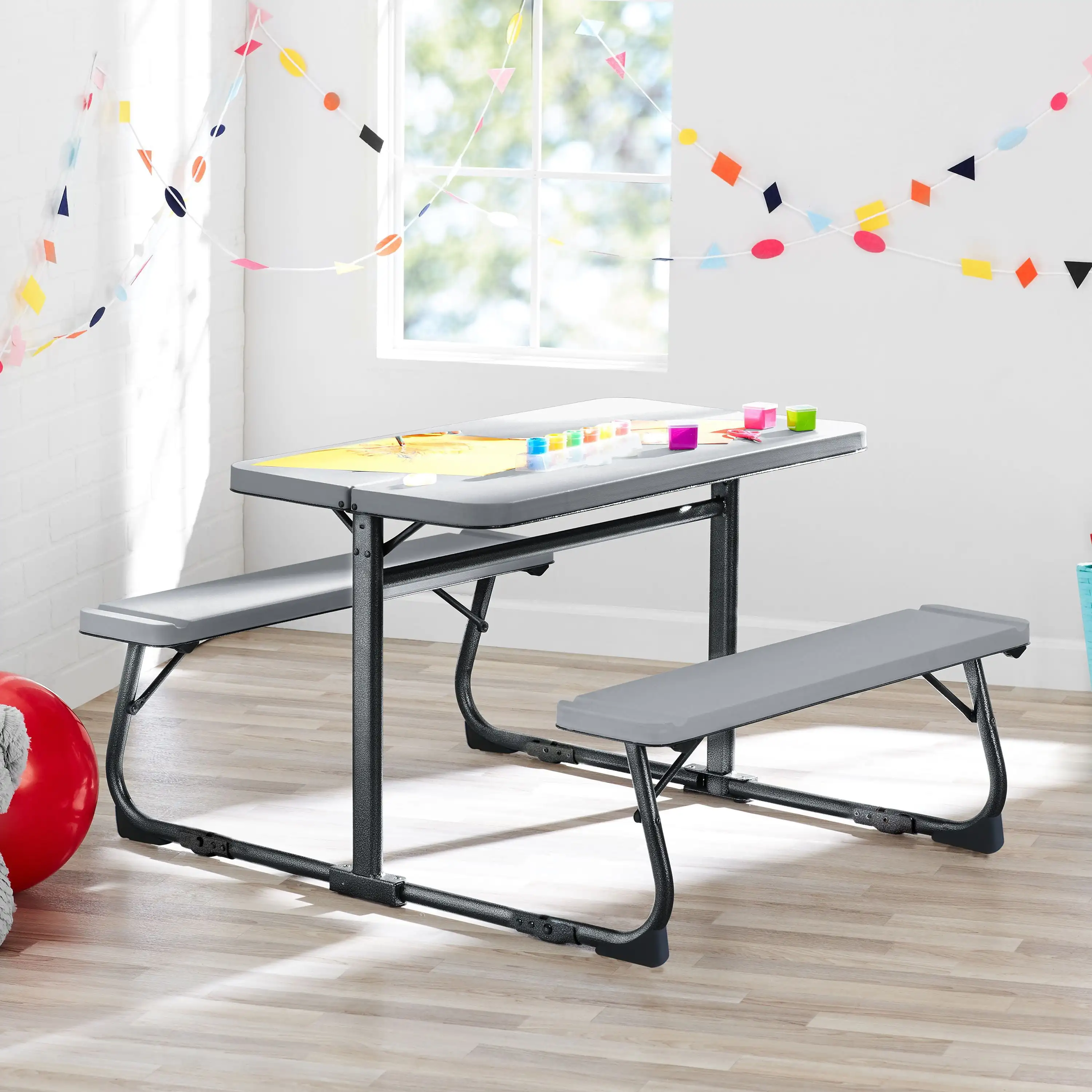 

Складной детский стол Your Zone с серой текстурной поверхностью, сталь и пластик, 33,11x40,94x21,85 дюйма