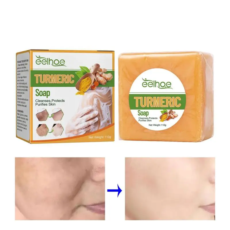 

Turmeric Soap Face Cleansing Anti Acne Skin Brightening Soap Bar Handmade Soap Face Wash For Acne Removal Organic Natural Soap