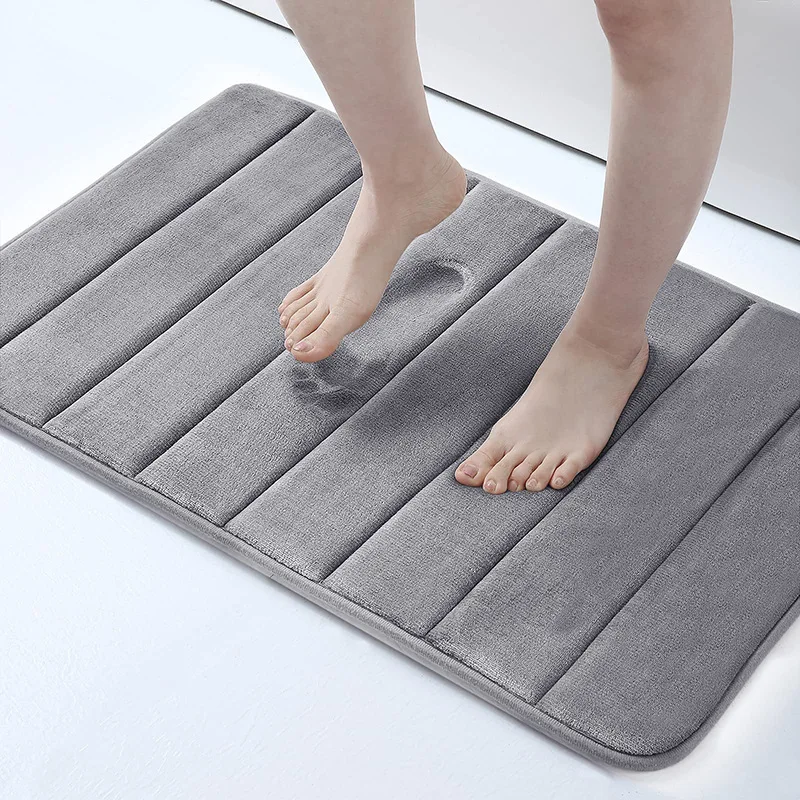 

Non-Slip Bathroom Mat Rug Memory Foam Solid Shower Bath Mat Carpet Home Kitchen Pad Toilet Bathroom Anti-Slip Floor Foot Mats