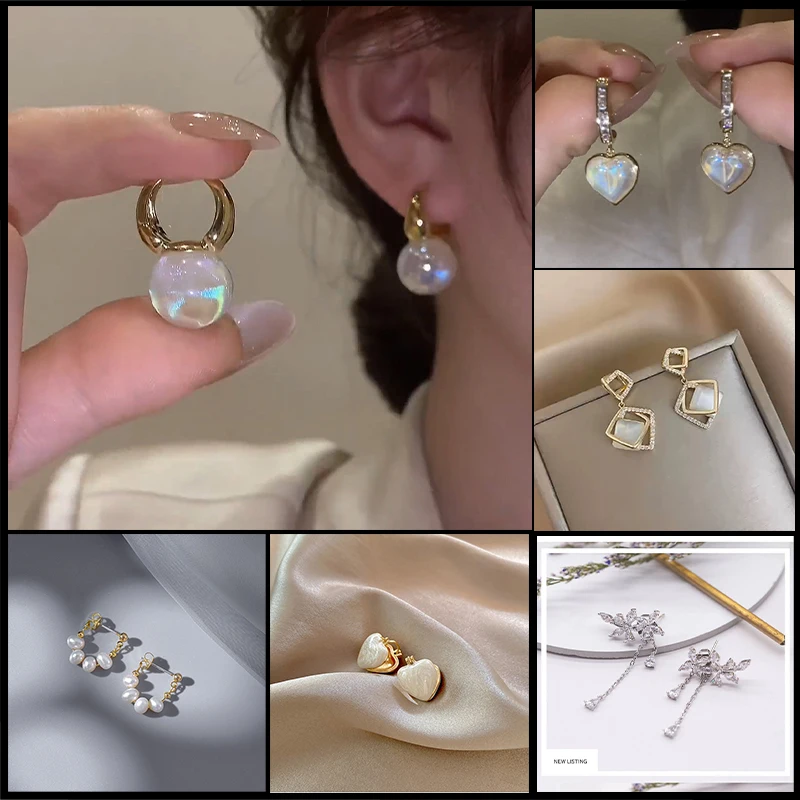 

GMGYQ New Arrival Personality Design Magic Color Pearl Earrings Buckle Female Commuter Ear Ornaments For Women Gift