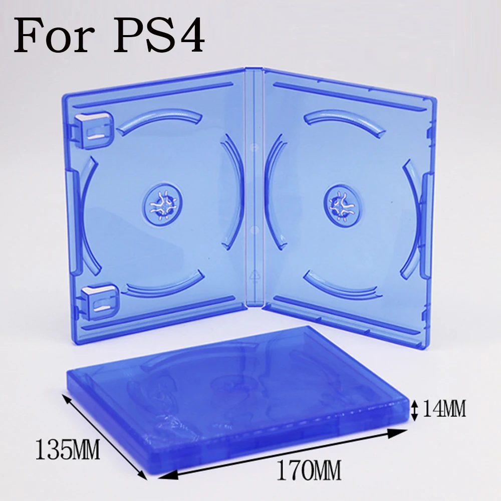 1pc Replacement Case For PS4 ps5 Game Double Disc Spare Blue Game Blu-Ray Box 2 CD Blue clear