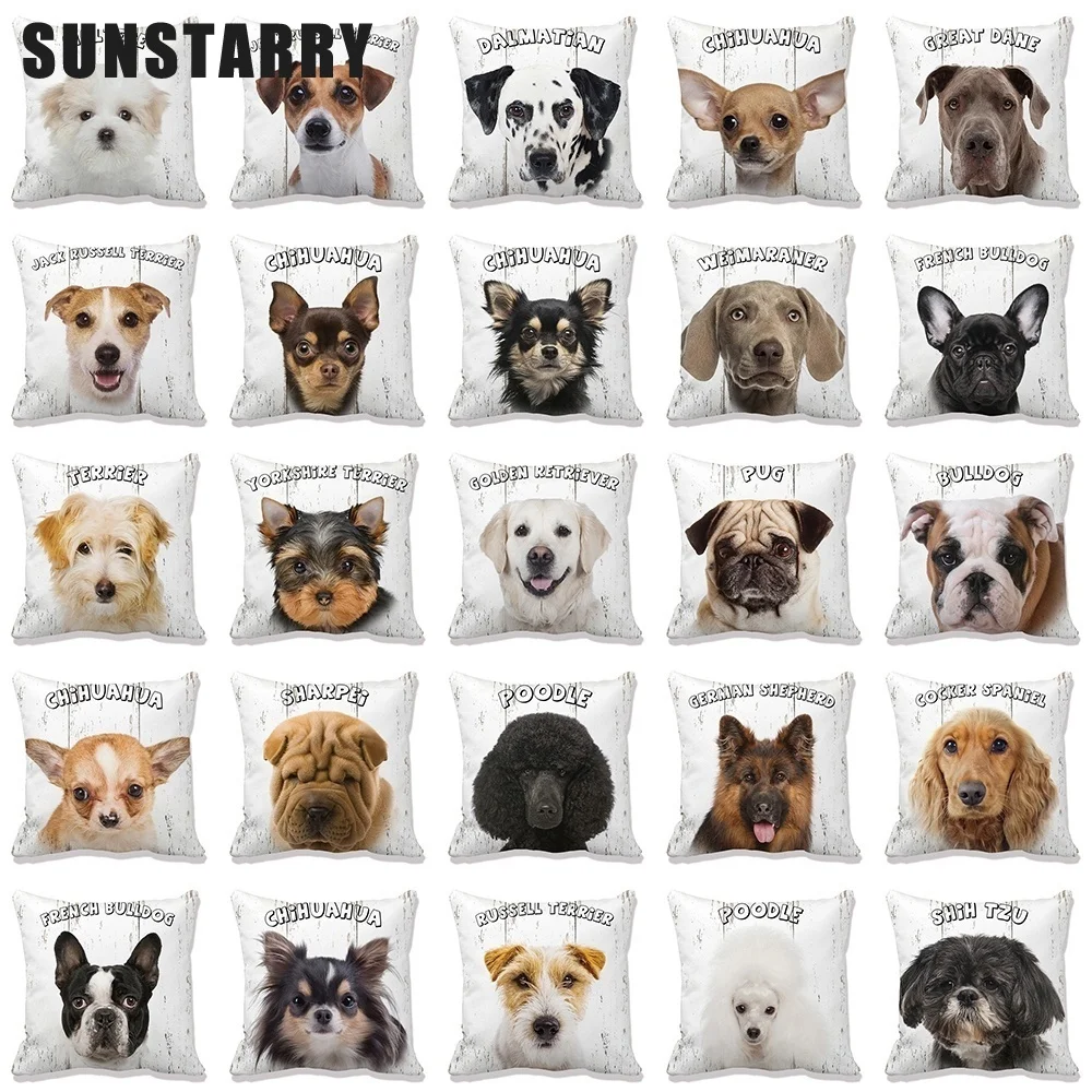 

Cute Dog Yorkie Pillowcase Fall Decor Sofa Car Bed Sofa Pillow Case Bedroom Decoration Cushion Cover 45*45cm Funda Cojín