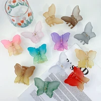 fashion transparent matt butterfly hair claw clips women girls sweet solid hair clamps barrettes ponytail holder hair accessorie