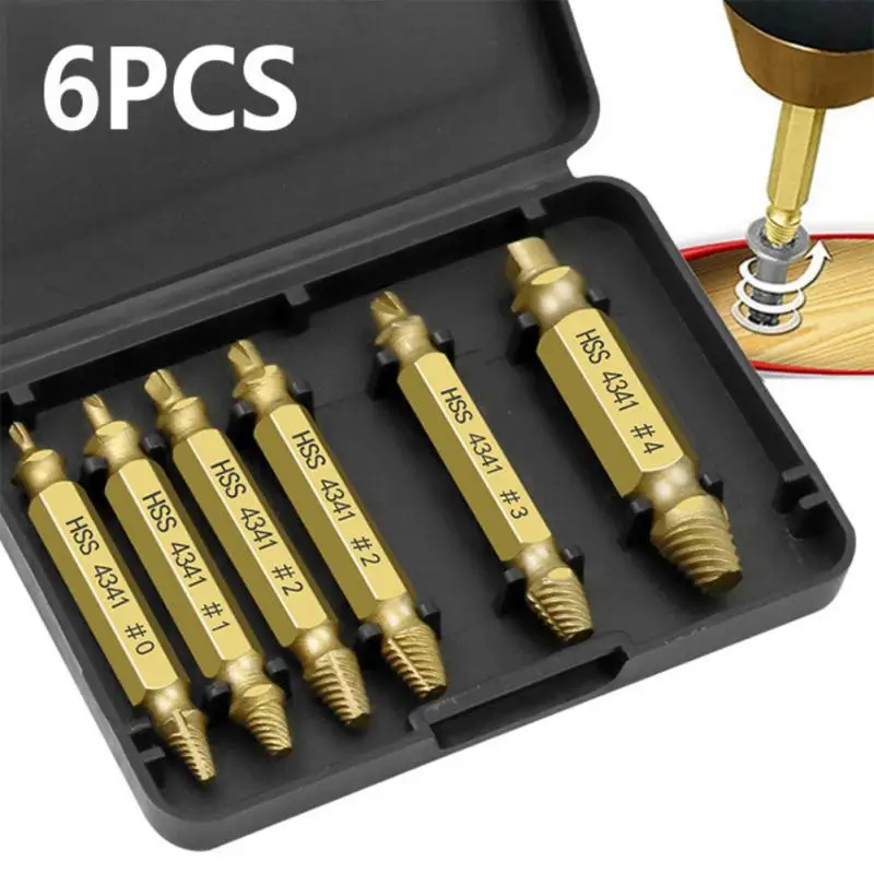 

Damaged Screw Extractor Drill Bit Set 4/5/6Pcs Stripped Broken Screw Bolt Extractor Remover Easily Take Out Demolition Tools