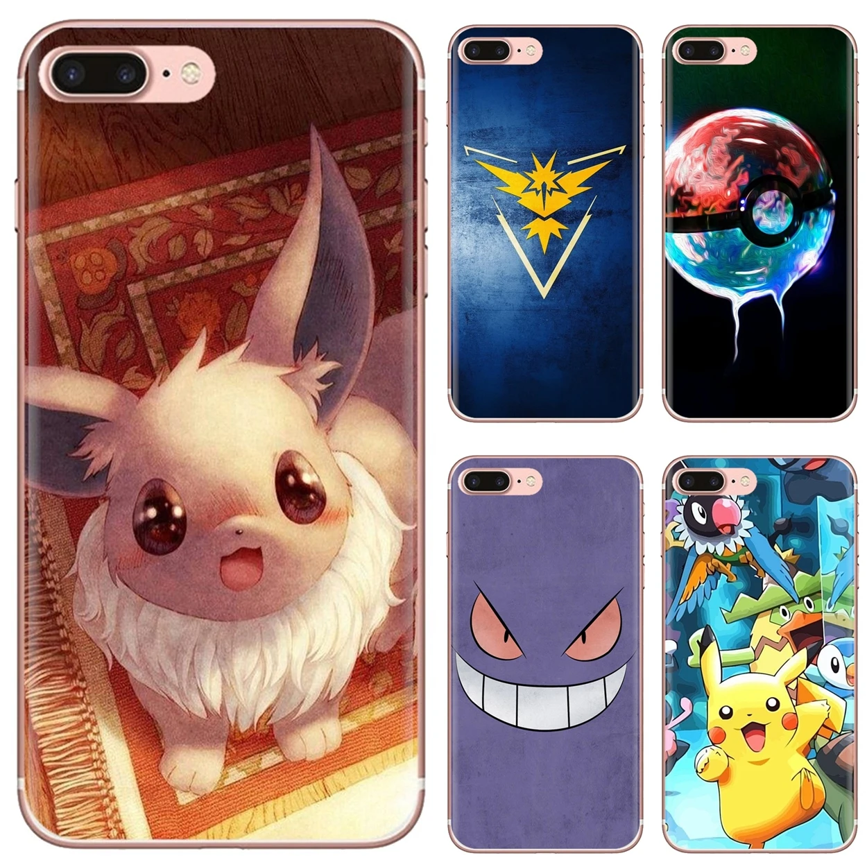 

For iPhone 10 11 12 13 Mini Pro 4S 5S SE 5C 6 6S 7 8 X XR XS Plus Max 2020 TPU Bag Case cute Pokemons Blue Guide Eevee Pokeballs
