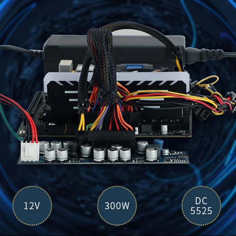 Фото Блок питания AB25 DC 12V 300W ATX Peak PSU Pico ATX Switch Mining PSU 24Pin MINI ATX для ПК, модуль питания 300W №2