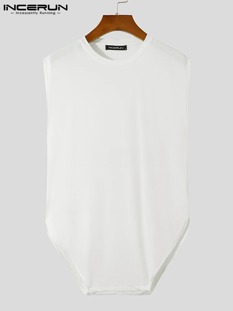INCERUN Comfortable Homewear Men's Solid All-match Simple Rompers Fashion Casual Style Male Triangle Sleeveless Bodysuits S-5XL