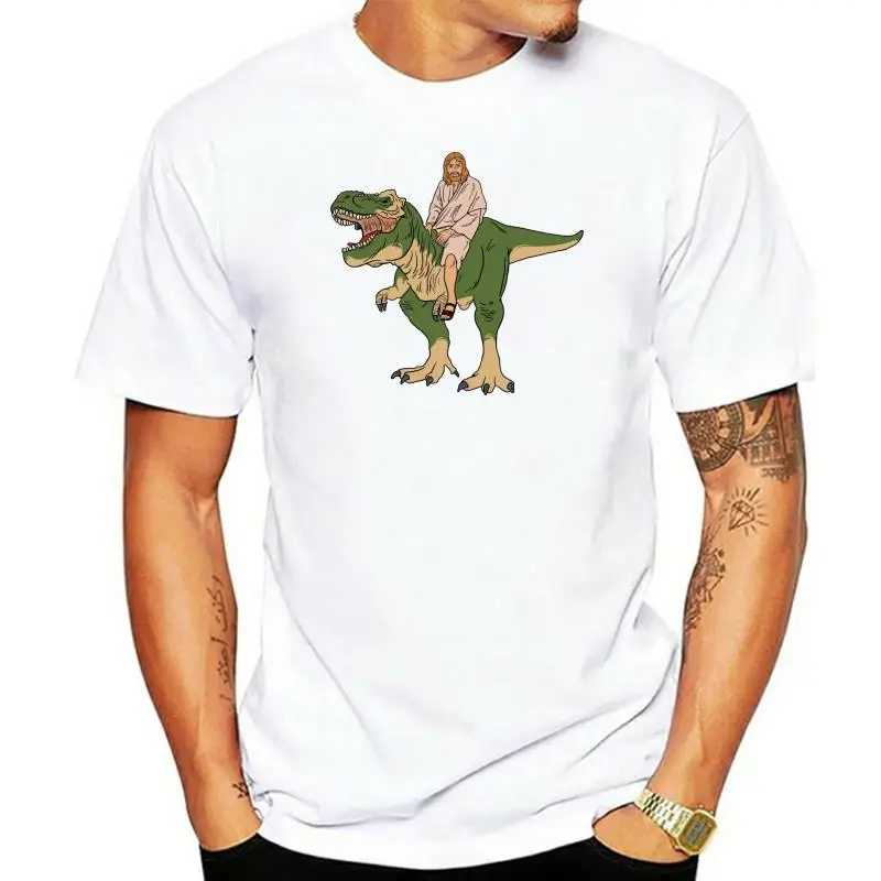 

Jesus On Dinosaur T-Shirt With Jesus Riding Dinosaur Shirt Mens Womens Unisex Shirt Soft Top
