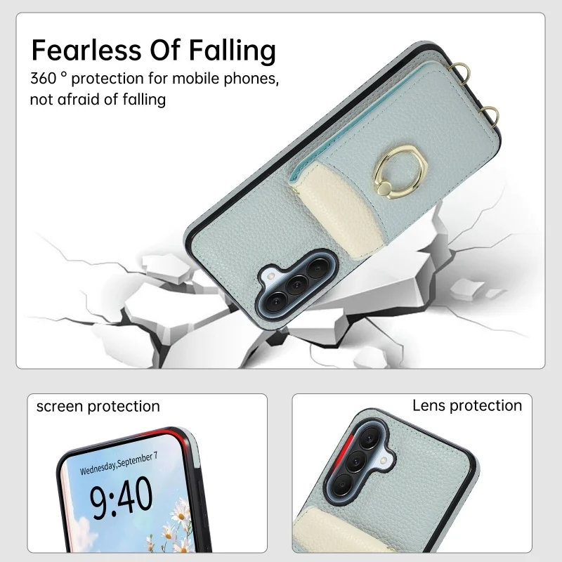Фото Кожаный чехол-накладка с ремешком для Samsung Galaxy A07 A27 A57 A37 A17 A56 A36 A16 A55 A35 A15 A54 A34 A14 A13 A53 A33 №4