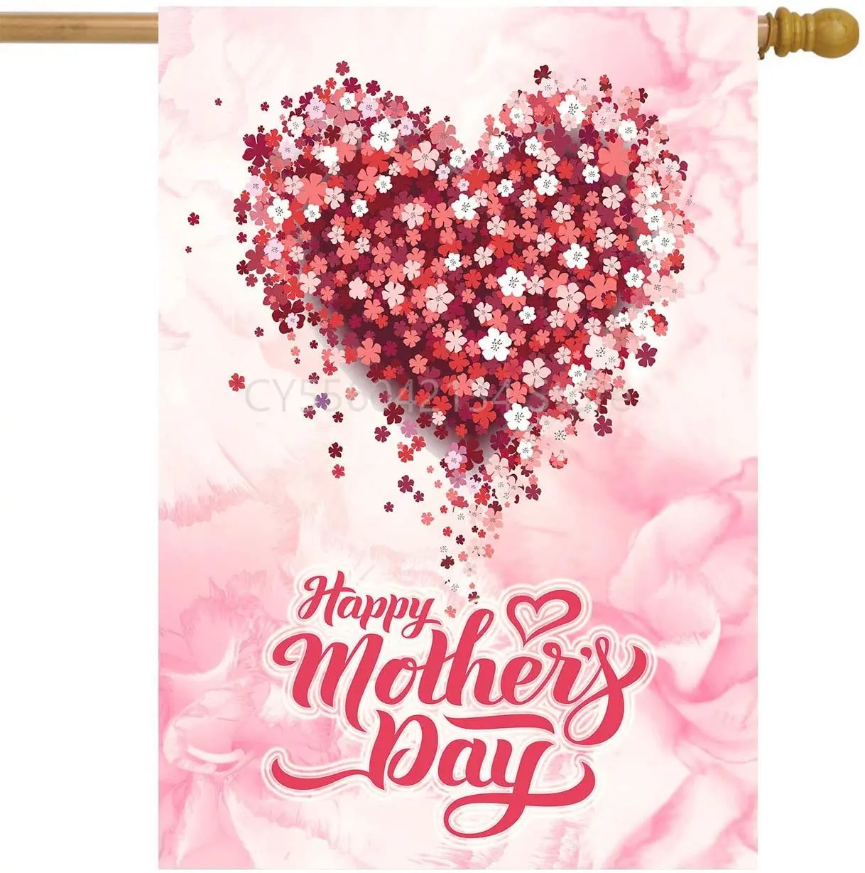 

Flowers Foral Heart Pink Carnation Petal Garden Yard Flags Welcome Outdoor Indoor Best Mom Love Banner for Home Decorations