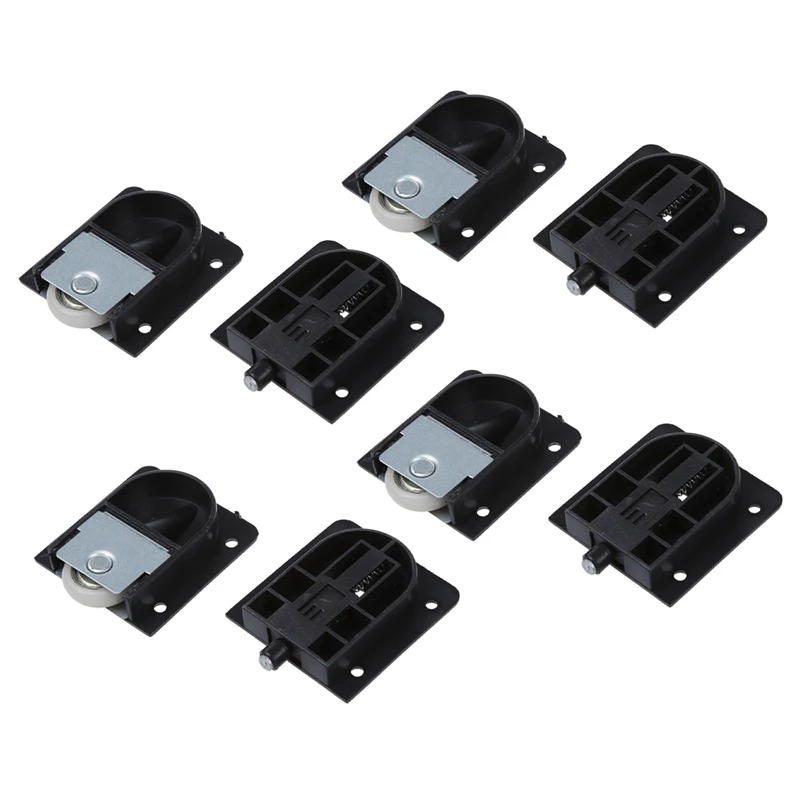 

4X Wardrobe Black Plastic Plate 25Mm Dia Wheel Sliding Door Roller